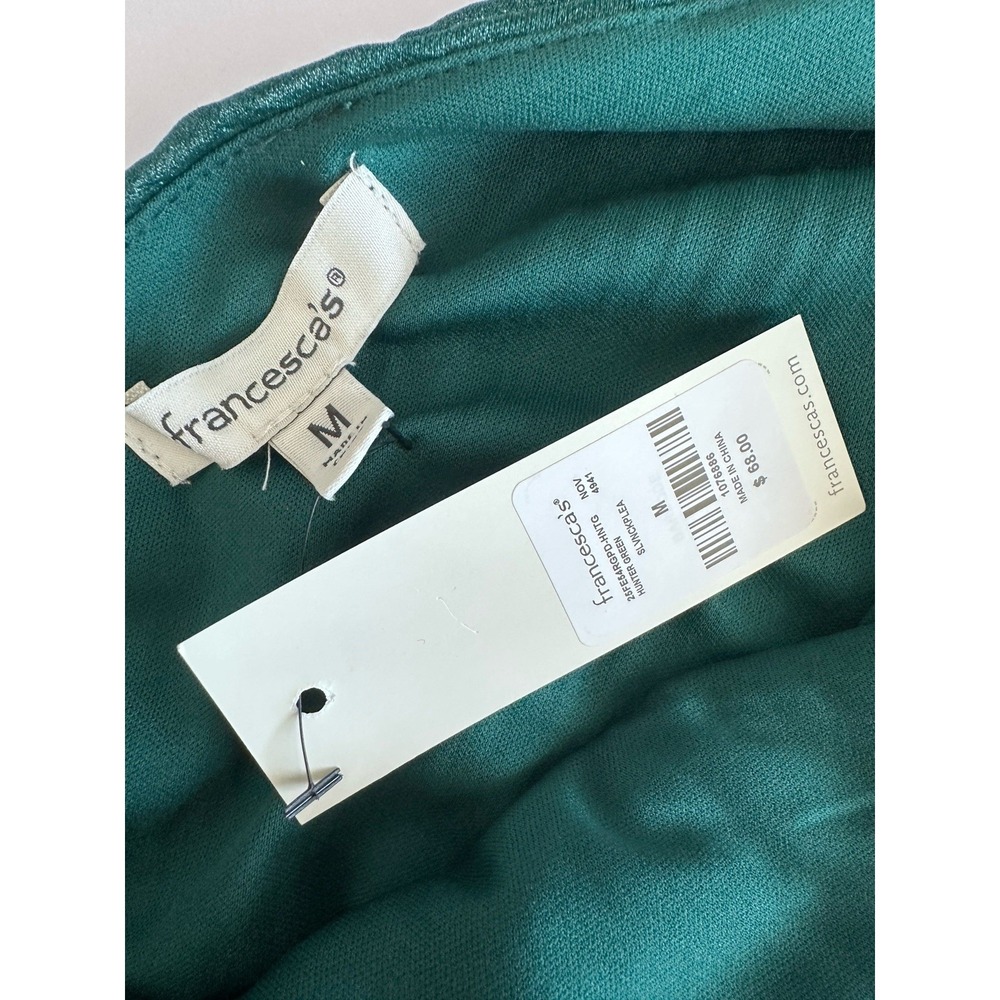 NWT! Francesca's Sz: M Green Plisse Pleated Wide Leg Jumpsuit Elegant Chic - Picture 7 of 8